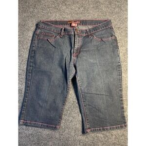 Neeso Straight Capri‎ Womens 13 Blue Denim Stretch Comfort Boho Contrast Stitch
